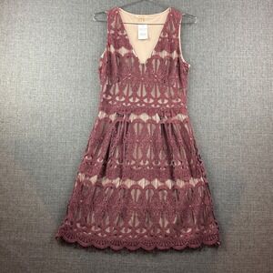 Skies Are Blue Dress Womens XS Pink Mauve Lace Sleeveless V Neck Party Lined‎